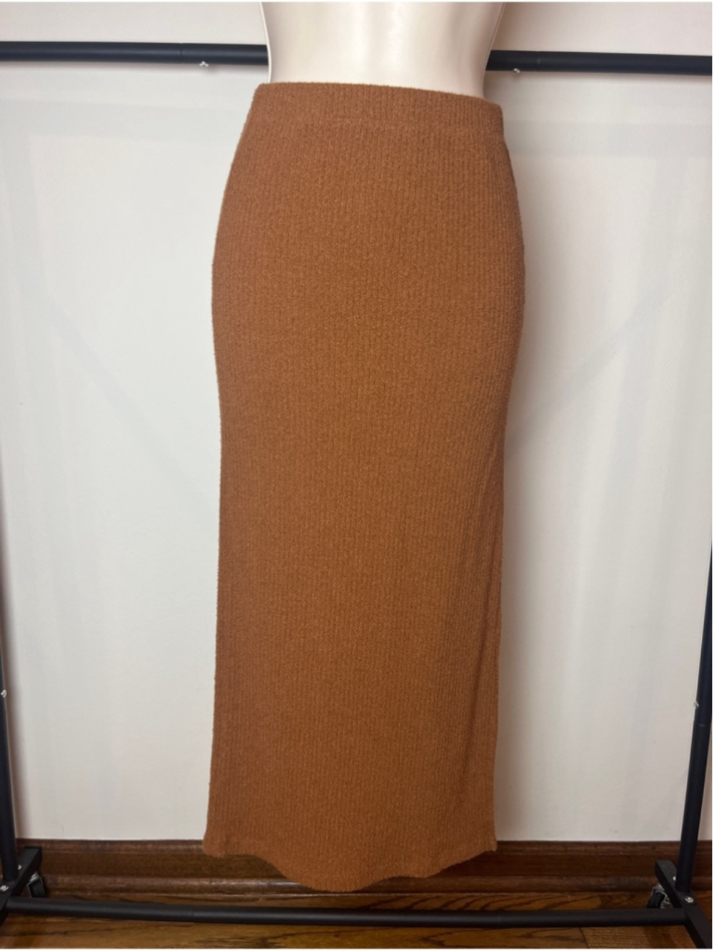 Topshop Slit Maxi Midi Skirt Brown Stretch Size 8 Preppy Minimalist Cottagecore